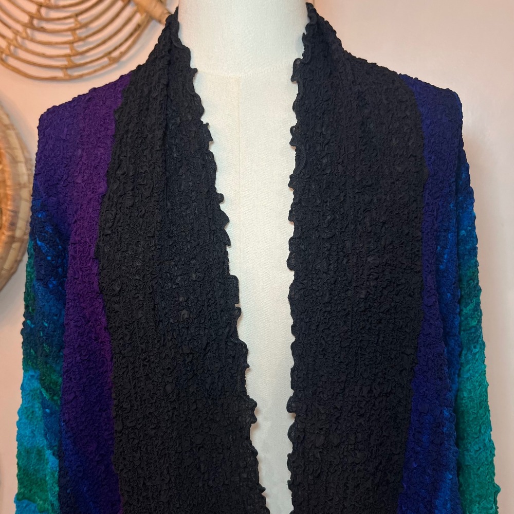 Vintage Y2K Popcorn Cardigan Magic Bubble Colorblock Duster Jacket Stretch OS - Picture 3 of 10